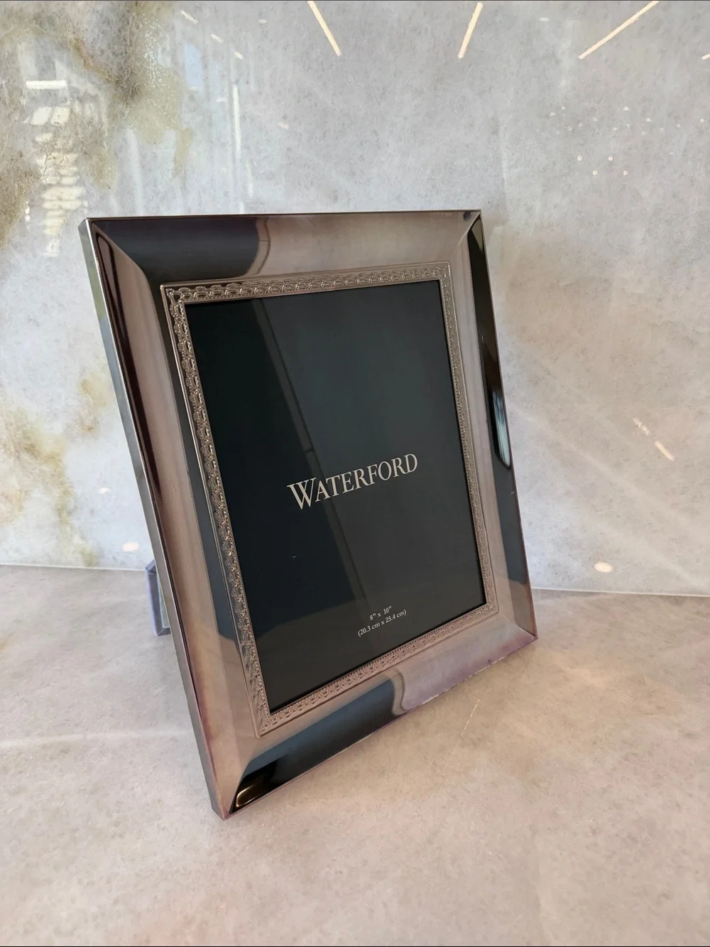 Waterford Polished Silver Picture Frame with Decorative Inner Border